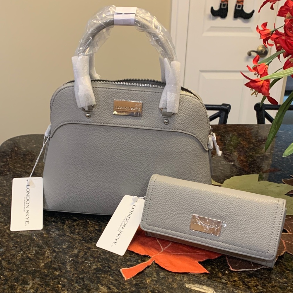 London Skye Elegant Gray Satchel and Wallet